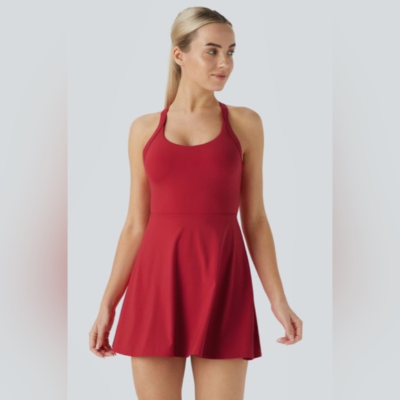 NWT Halara SoftlyZero Backless Twisted Active Dress Easy Peasy Red - Picture 3 of 14